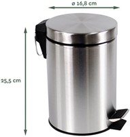 Pedaalemmer BRASQ 3 liter rvs 1 Stuk-3