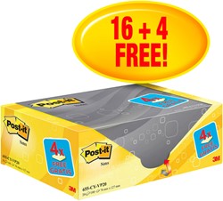 Memoblok 3M Post-it 655 76x127mm geel 16+4 gratis 20 Stuk