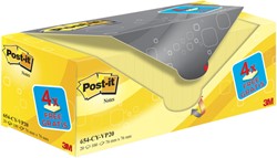 Memoblok 3M Post-it 654 76x76mm geel 16 + 4 gratis 20 Stuk