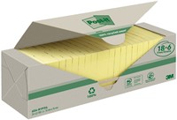 Memoblok 3M Post-it 654 76x76mm recycle geel 18+6 24 Stuk