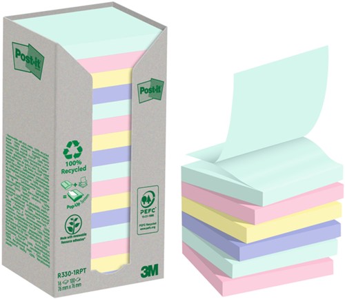 Memoblok 3M Post-it Z-Note R330 76x76mm recycle 16 Stuk