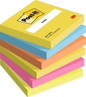 Memoblok 3M Post-it 654 76x76mm Energetic Colours 6 Stuk