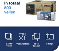 Reinigingsdoek Tork W4 gevouwen blauw 130082 5 pak-3