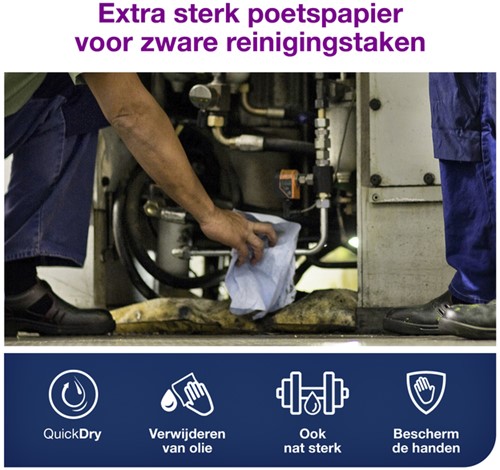 Reinigingsdoek Tork W4 Premium Industrial Heavy-Duty gevouwen 3-laags 5x100 vel blauw 130082-2