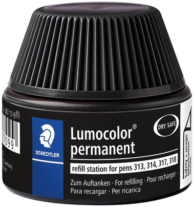 Viltstiftvulling Staedtler lumocolor permanent zw 15 Milliliter