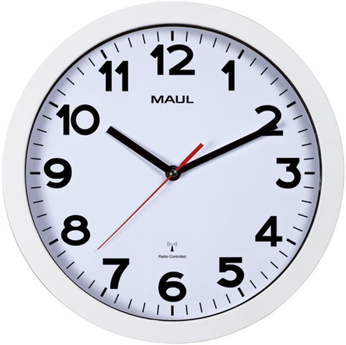 Wandklok MAUL Step RC Ø30x5cm kunststof wit/wit 1 Stuk