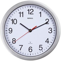 Wandklok MAUL Run RC Ø25x5cm kunststof zilver/wit 1 Stuk