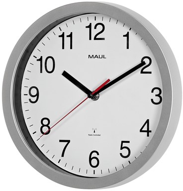 Wandklok MAUL Run RC Ø25x5cm kunststof zilver/wit 1 Stuk-2
