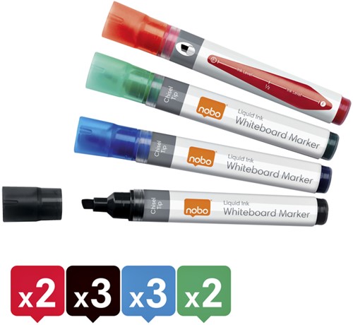 Whiteboardmarker Nobo Liquid schuin ass 4mm 10 Stuk-2