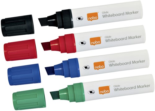 Whiteboardmarker Nobo Glide schuin ass 10mm 4 Stuk-3