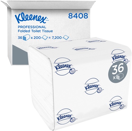 Toiletpapier Kleenex gevouwen 2laags 110x186mm wit 36 pak