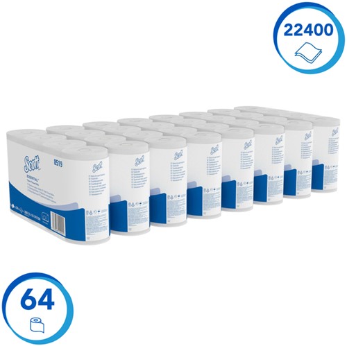 Toiletpapier Scott Essential 2laags 350 vel wit 64 Rol-2