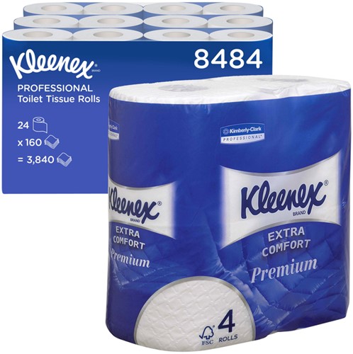 Toiletpapier Kleenex 4laags 160 vel wit 24 Rol