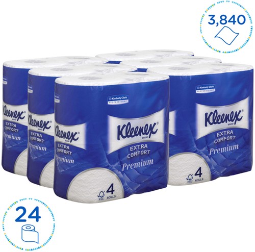 Toiletpapier Kleenex 4laags 160 vel wit 24 Rol-2