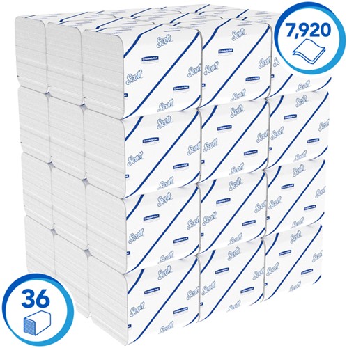 Toiletpapier Scott Control gevouwen 2-laags 110x186mm wit 8509-5