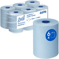 Handdoekrol Scott Slimroll 1laags 190m blauw 6 Rol