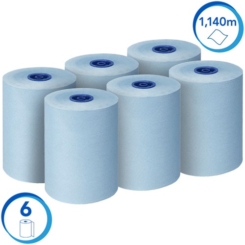 Handdoekrol Scott Slimroll 1laags 190m blauw 6 Rol-2