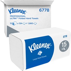 Handdoek Kleenex Ultra 2laags 215x318mm wit 6778 15 Stuk