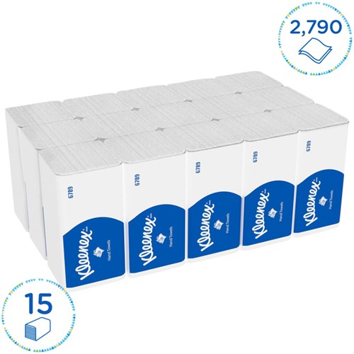 Handdoek Kleenex i-vouw 2-laags 215x212mm 15x186 vel wit 6789-2
