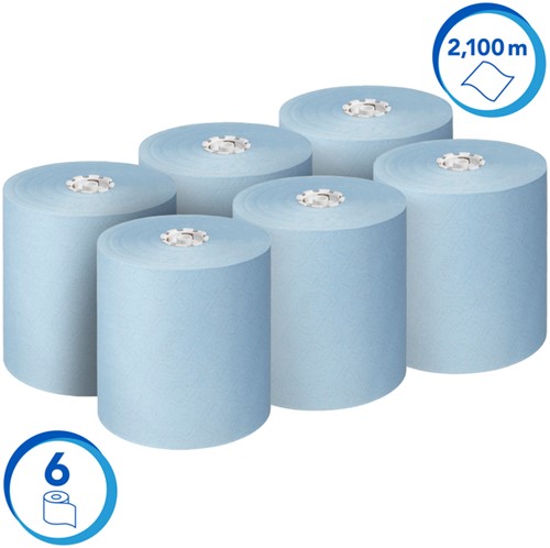 Handdoekrol Scott 1laags 350m blauw 6 Rol-2