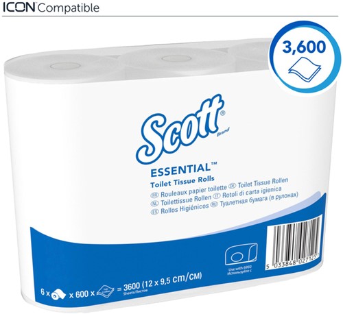 Toiletpapier Scott Essential 2laags 600 vel wit 36 Rol-3