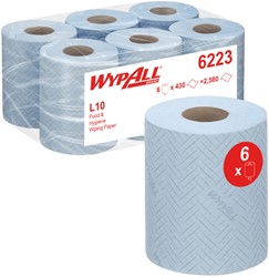 Poetspapier WypAll L10 1laags 430 vel blauw 6 Rol