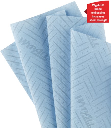 Poetspapier WypAll L10 GeneralClean 1-laags 430 vel blauw 6223-2