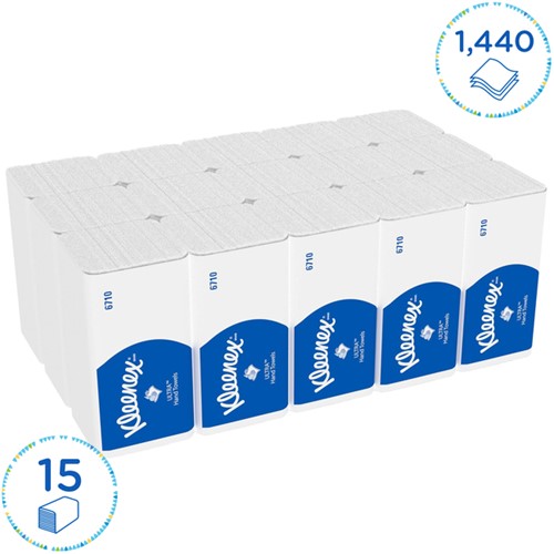 Handdoek Kleenex Ultra 3laags 215x318mm wit 6710 15 Stuk-2
