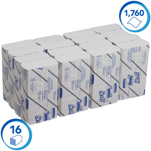 Handdoek Scott Slimfold 1laags 190x300mm wit 16 Stuk-2