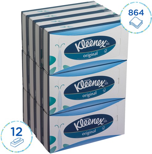 Facial tissues Kleenex 3laags 72 vel wit 12 pak-2