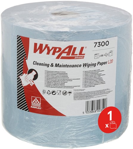 Poetspapier WypAll L20 GeneralClean 2-laags 500 vel blauw 7300