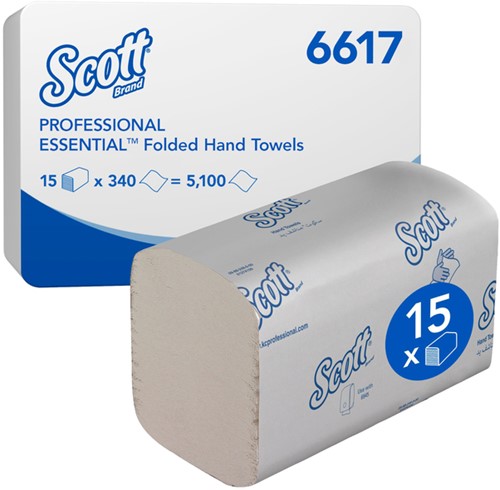 Handdoek Scott Essential 1laags 200x212mm wit 15 Stuk
