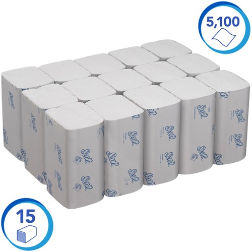 Handdoek Scott Essential i-vouw 1-laags 200x212mm 15x340 vel wit 6617-2