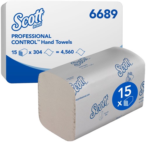 Handdoek Scott Control 1laags 200x210mm wit 15 Stuk