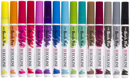 Brushpen Talens Ecoline set 15 stuks assorti 15 Stuk