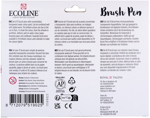 Brushpen Talens Ecoline set 15 stuks assorti 15 Stuk-1