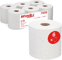 Poetspapier WypAll L10 1laags 500 vel wit 6 Rol
