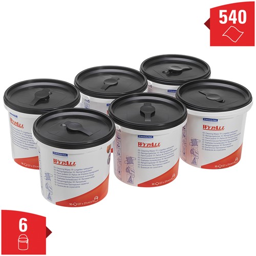 Reinigingsdoek WypAll emmer 1laags 6x90 vel groen 6 Bus-2