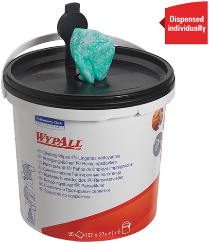 Reinigingsdoek WypAll emmer 1laags 6x90 vel groen 6 Bus-1