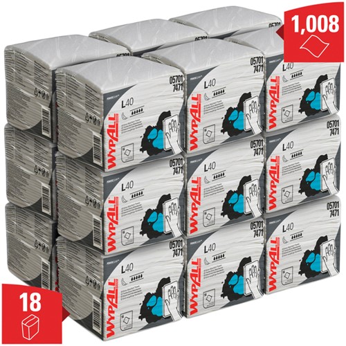 Reinigingsdoek WypAll L40 PowerClean 1-laags 18x56 vel wit 7471-2