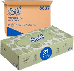 Facial tissues Scott 2laags 100 vel wit 1 Stuk