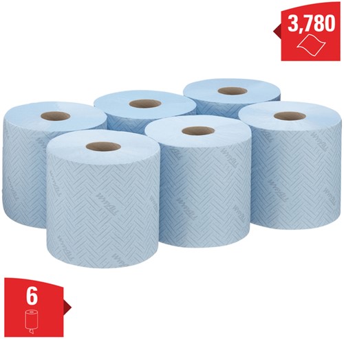 Poetspapier WypAll L10 1laags 630 vel blauw 6 Rol-2