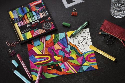 Viltstift STABILO Pen 68/12 Max Arty 12st assorti 12 Stuk-3