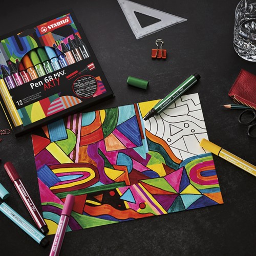 Viltstift STABILO Pen 68/12 Max Arty 12st assorti 12 Stuk-1