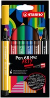 Viltstift STABILO Pen 68/6 Max Arty 6st assorti 6 Stuk