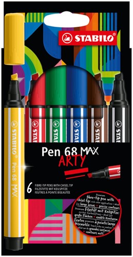 Viltstift STABILO Pen 68/6 Max Arty 6st assorti 6 Stuk