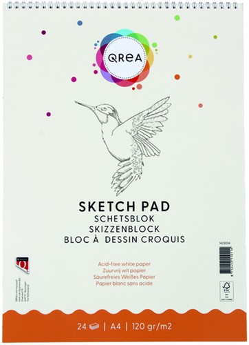 Schetsblok Qrea  A4 24vel 120gr spiraal 24 Vel