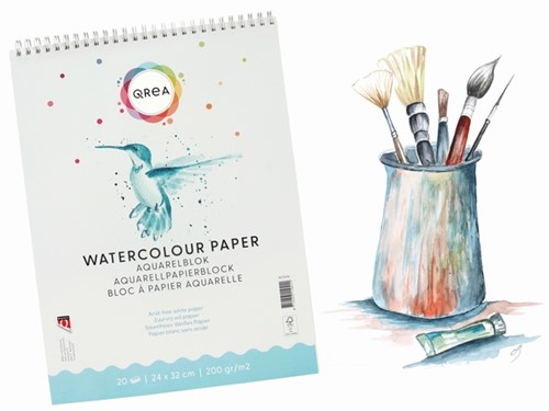 Aquarelblok Qrea 24x32 20vel 200gr spiraal 20 Vel-1
