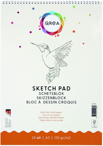 Schetsblok Qrea A3 24vel 120gr spiraal 24 Vel