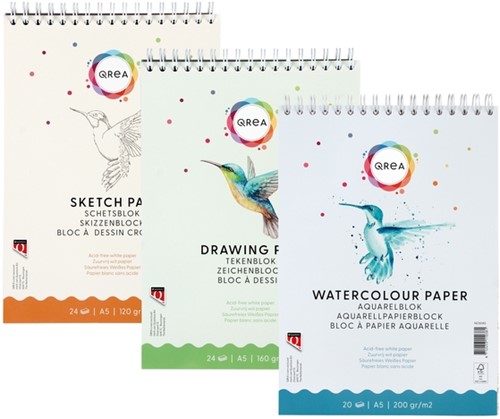 Aquarelblok Qrea A5 20vel 200gr spiraal 20 Vel-2